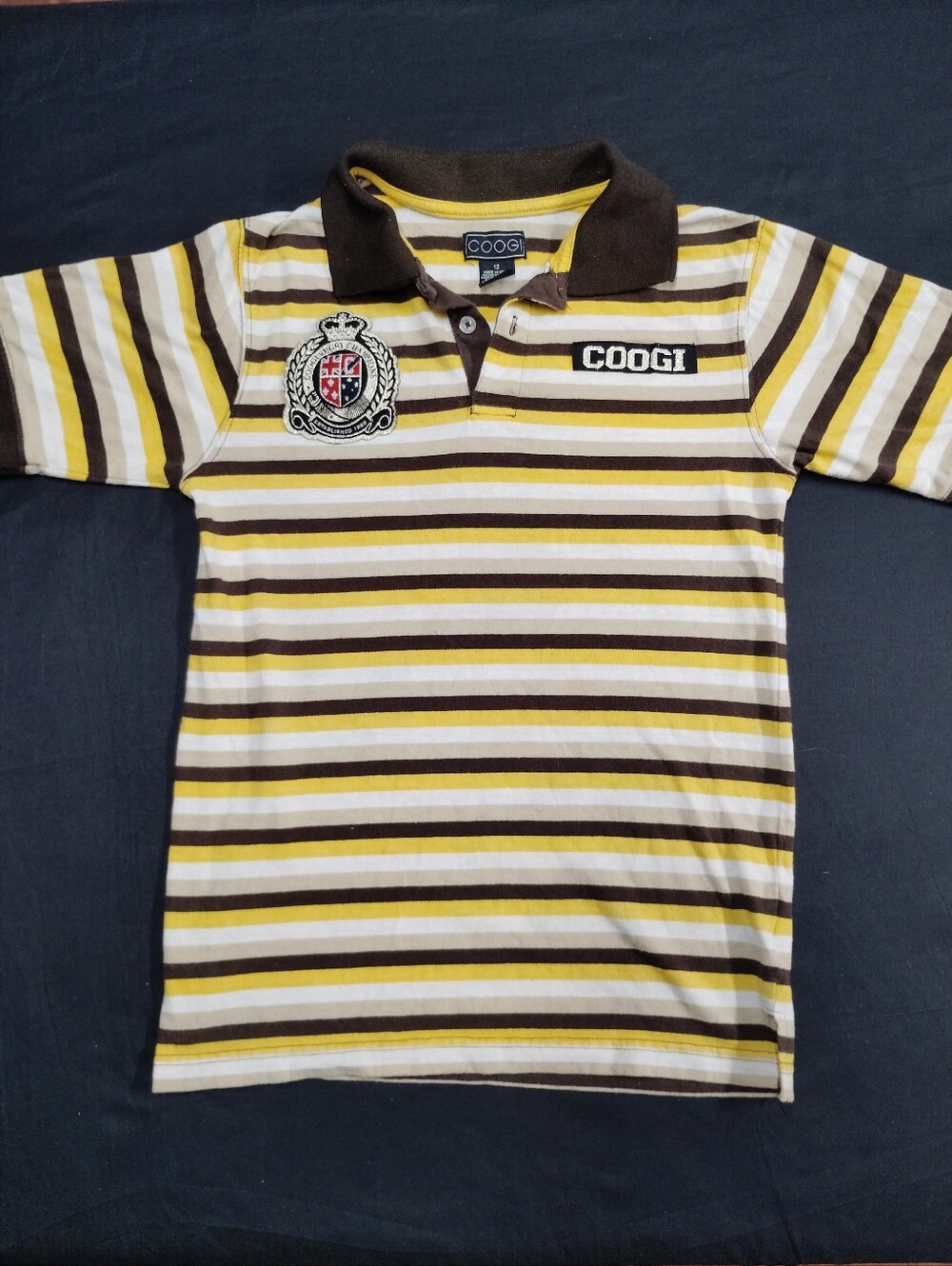COOGI Brown, Yellow & White Striped Kids Polo